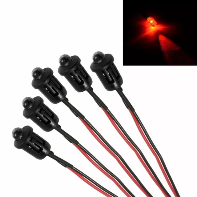 5x Red Flashing Pre Wired 5mm LED + Bezel Holder Light Lamp 12V