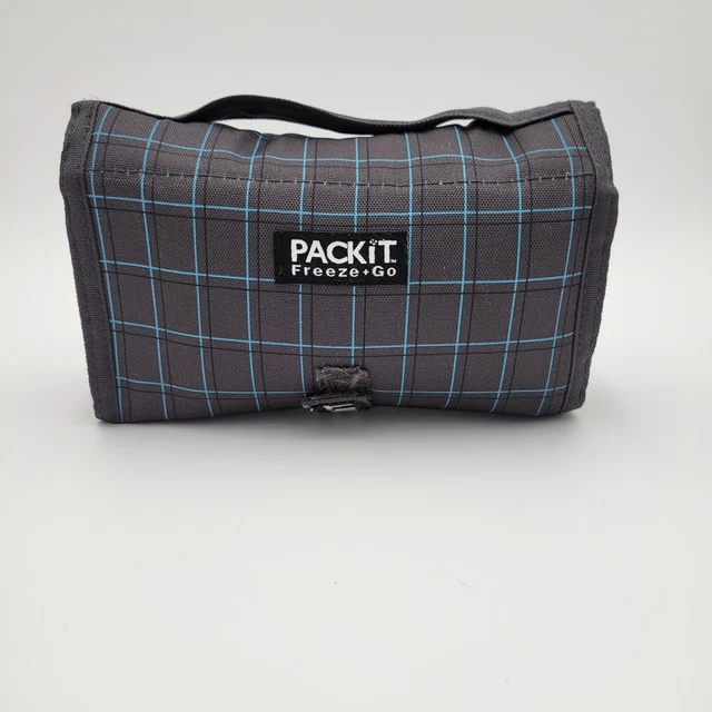 Packit Freeze+go Freezeable Fold Up Lunch Bag Gray Plaid 5X8X9" Packit Freeze+go Freezeable Fold Up Lunch Bag Gray Plaid 5X8X9"