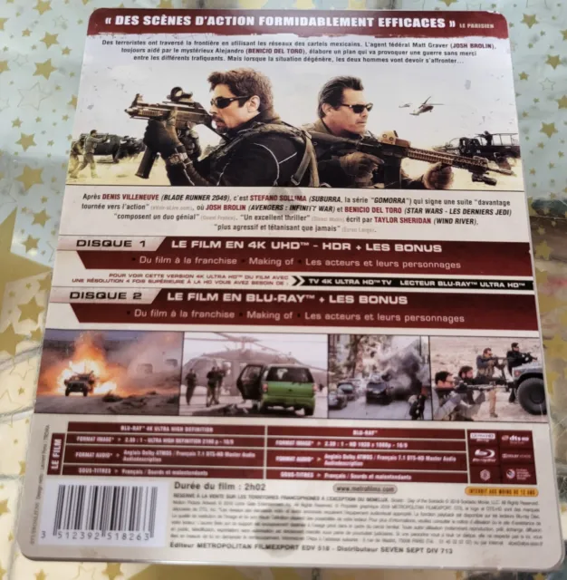 Steelbook  4k Ultra HD + Blu-ray " SICARIO 2 la Guerre Des Cartels   " 2
