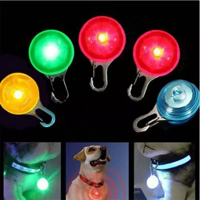 Mini Pet Dog Cat Puppy LED Flashing Collar Safety Night Light Key Ring Pendant