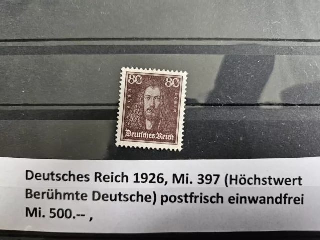 Deutsches Reich 1926, Mi 397, postfrisch einwandfrei, Höchstwert, Mi 500.-- €