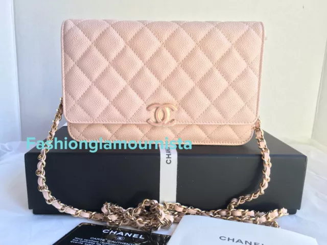 Lot - CHANEL Pink Caviar Leather Wallet on Chain