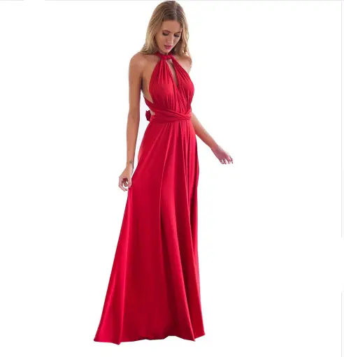 Dress Bandage Maxi Convertible Women Boho Long Red Bridesmaid Party Black