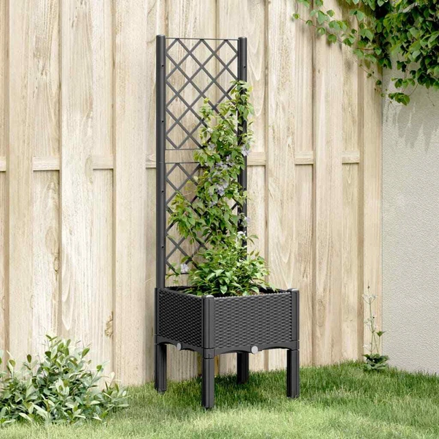 Fioriera Con Traliccio Antracite 80cm: Vaso Con Pergola Per Pomodori, Cetrioli E Piante Rampicanti