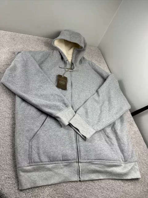 Weatherproof Vintage Men’s Sherpa Lined Full Zip Hoodie Heather Gray XXL