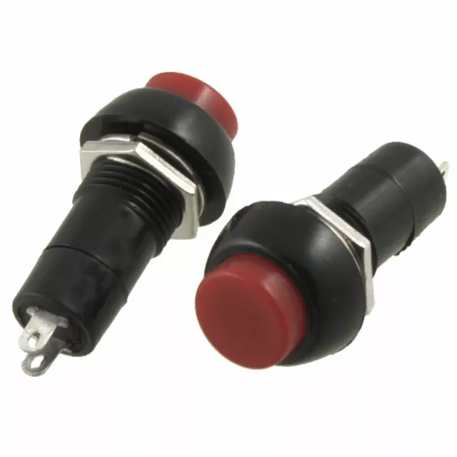 2 Pcs SPST OFF-(ON) N/O NO Red Momentary Push Button Switch Normally Open