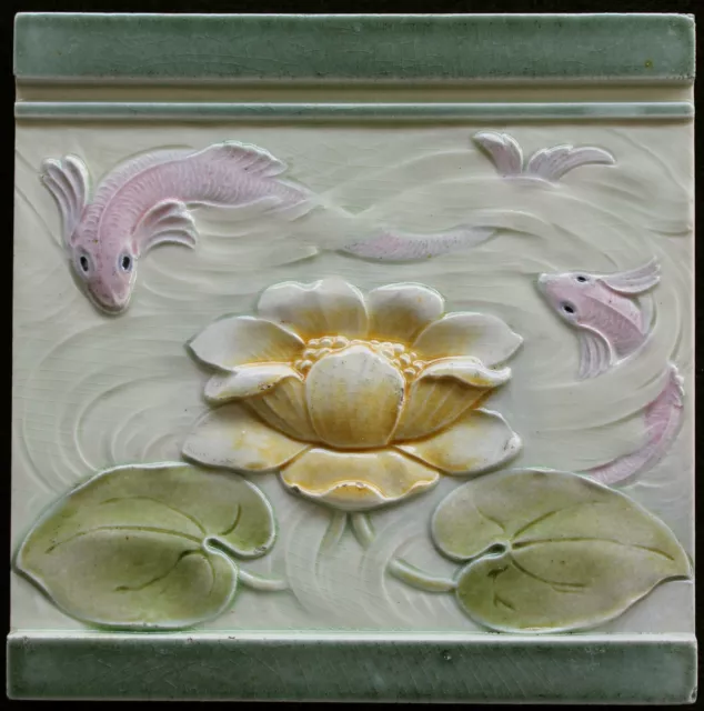 Attractive Original  Art Nouveau tile C 1900 Meissen Otto Eckmann