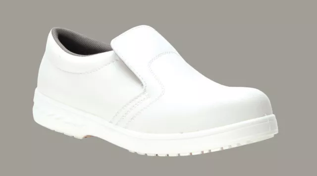 Safety Shoes Mens White Slip On Microfibre,Size 4-13,Food,Catering,Health,Nhs