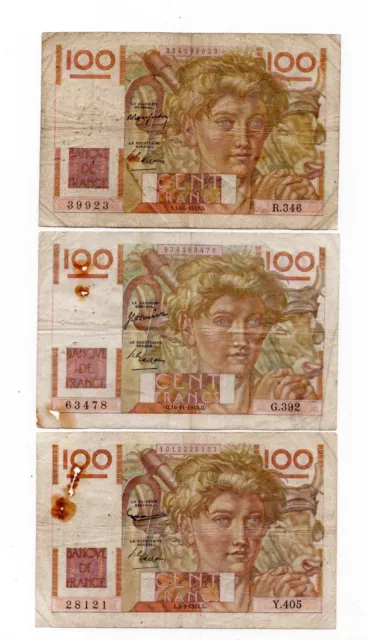 Billet France  100 Francs 1949 et 1950 et 1951