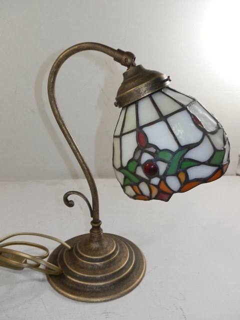 Lampe De Bureau Style Liberty – Abat-jour Laiton Satiné, Ampoule E14, A++