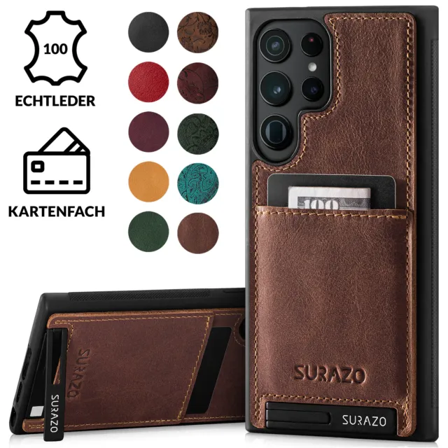 SURAZO® S23 Ultra Echt Leder Case Hülle Schutzhülle Handyhülle Lederhülle Cover