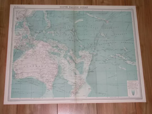 1922 Map Of Pacific Ocean Oceania Australia New Zealand Hawaii Fiji Guam