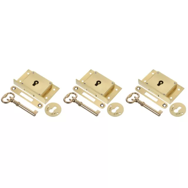 3 Sets of Drawer Lock Brass Desk Lock Drawer Lock with Key Cabinet Drawer