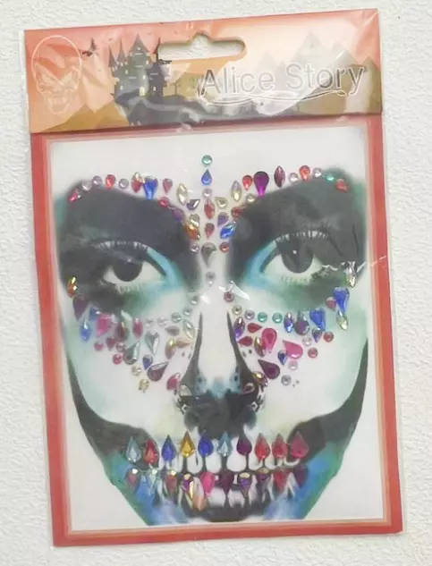 Halloween Day Of The Dead Sugar Skull Diamante Jewels Sticker Face Gems Multi