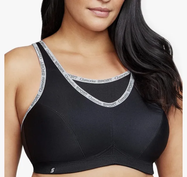 Glamorise Women's No-Bounce Wirefree Sports Bra Black 50DD BNWOT