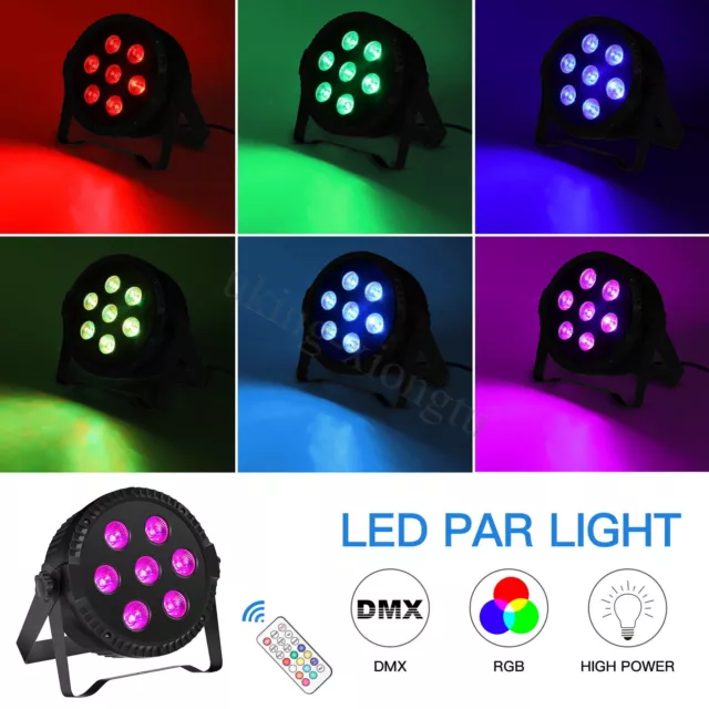 RGBW 7 LED Stage Light DMX Par Can Uplighter Lighting Effect DJ Disco Band Party 2