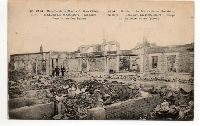 HEILTZ LE MAURUPT - Marne - CPA 51 - Grande Guerre - ruines rue des Reines