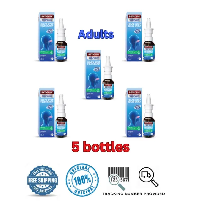 5 X BETADINE ADULTE Spray nasal de défense contre le rhume et la grippe (20...