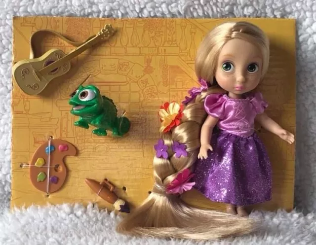 Disney Store Animators Collection Tangled Rapunzel & Pascal 5" Mini Toddler Doll