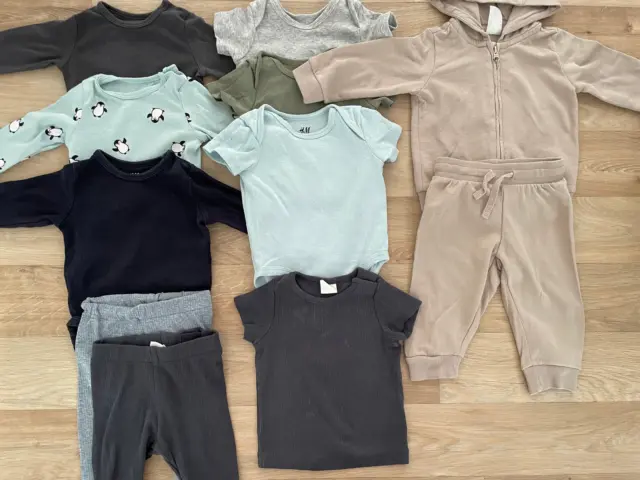 Baby Boy 2-4 months H&M Bundle Leggings Bodysuits Full Zip Tracksuit ORGANIC
