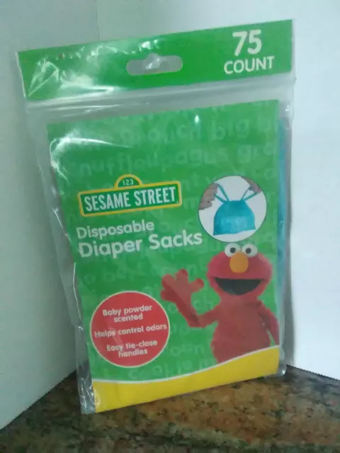 New! Sesame Street Disposable Diaper Sacks Pack 75-Count Scented New in Package