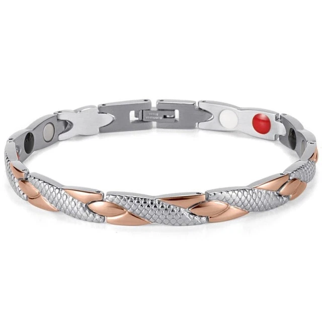 Bracelet Magnétique En Acier Inoxydable - Modèle Homme/Femme Or Et Argent - Avec étiquettes