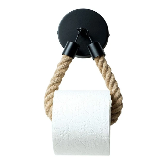 Porte-papier toilette corde chanvre mural design vintage pour décoration de sal