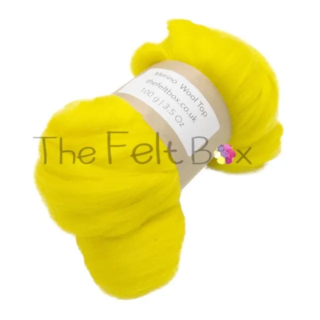 Merino Roving Felting Wool Top 21 mic 3D 2D Nuno Felting Spinning Fibre Yellow
