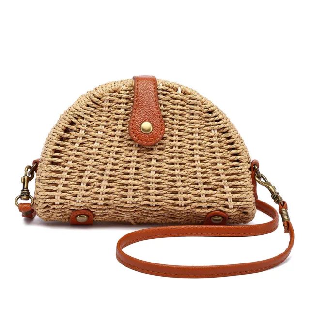 Straw Rattan Crossbody Bag Woven Wicker Purse Handbag Summer Beach Shoulder Bag 2