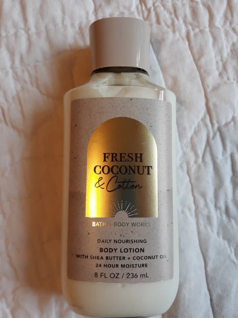 Bath & Body Fresh Coconut & Cotton 24 Hr Moisture Lotion 8 Oz Shea VitE NEW