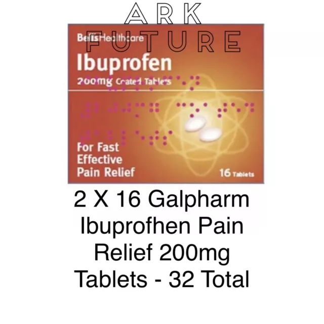 2 x 16 Galpharm Ibuprofhen Schmerzlinderung 200 mg Tabletten - 32 insgesamt