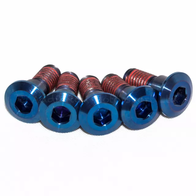 5x Yamaha FZ6 FAZER 04-09 Blue Titanium Rear Disc Rotor Bolts  Screws Threadlock