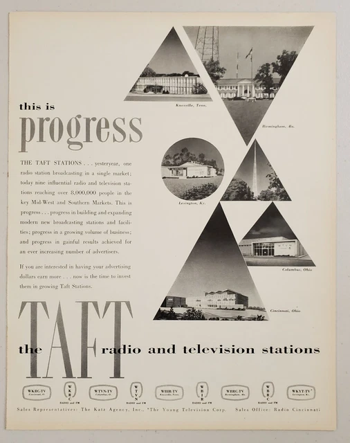 1959 PRINT AD The Taft Radio Television Stations Cincinnati,Ohio Mid
