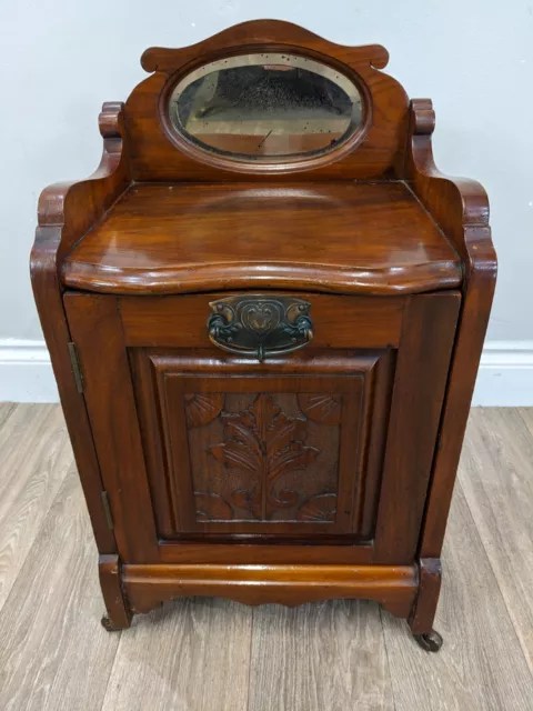 CABINET Mahogany Victorian Coal Bin Purdonium Curiosity Bedside Table Antique 3