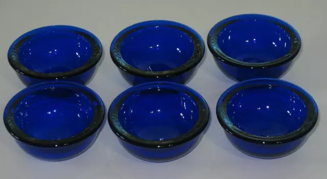 Conjunto De 6 Azul Cobalto Vidrio Cuencos Forro para Plata Sal 1 "Deep X 4.8cm