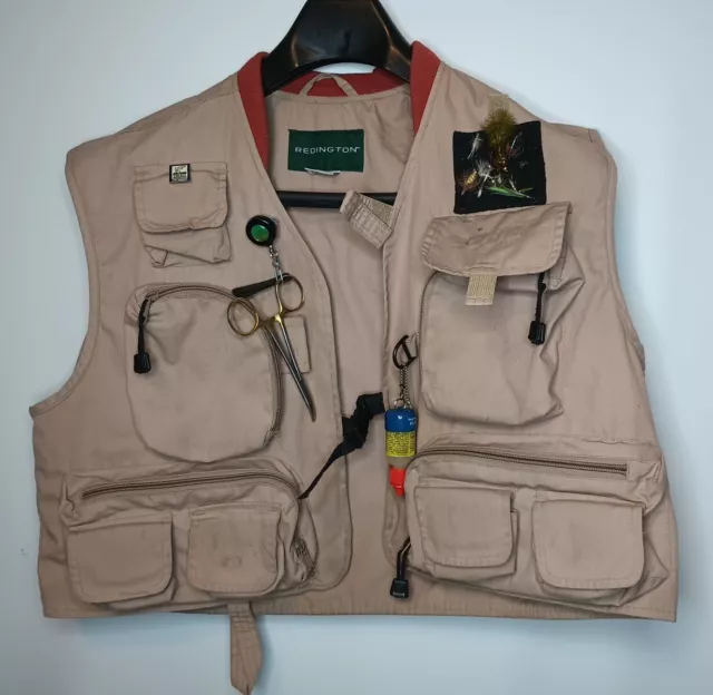 Chaleco de pesca con mosca Redington para hombre XL safari utilitario caqui totalmente equipado y moscas