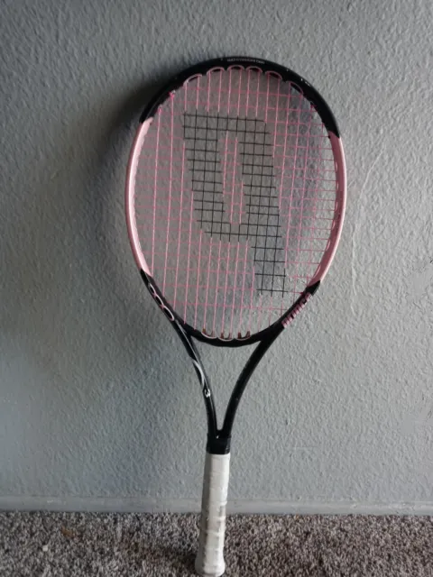 Prince Oversize 100 sq in O3 Pink Tennis Racquet 4 1/8  Grip w/Case "VERY GOOD"