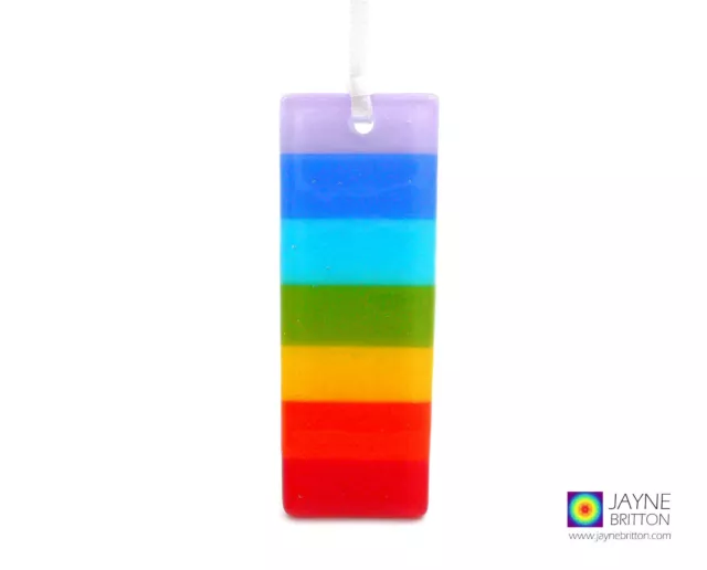 Rainbow light catcher, opaque handmade fused glass, hanging decoration 3cm