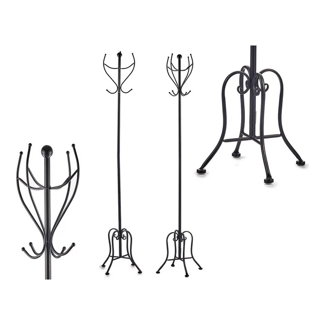 Guardaroba appendiabiti nero metallo 30x180x30 cm