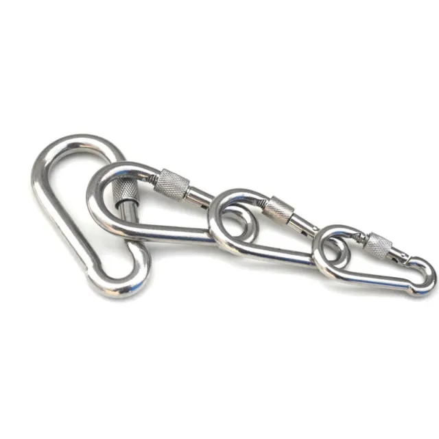 SMALL SCREW LOCK CARABINER CLIP 5mm x 50mm, Key Ring Key Chain SNAP HOOK  Clips £3.95 - PicClick UK