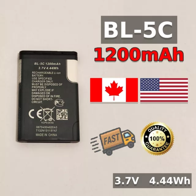 New BL-5C BL5C Battery for Nokia 1112 1208 1600 2610 2600 N70 N71