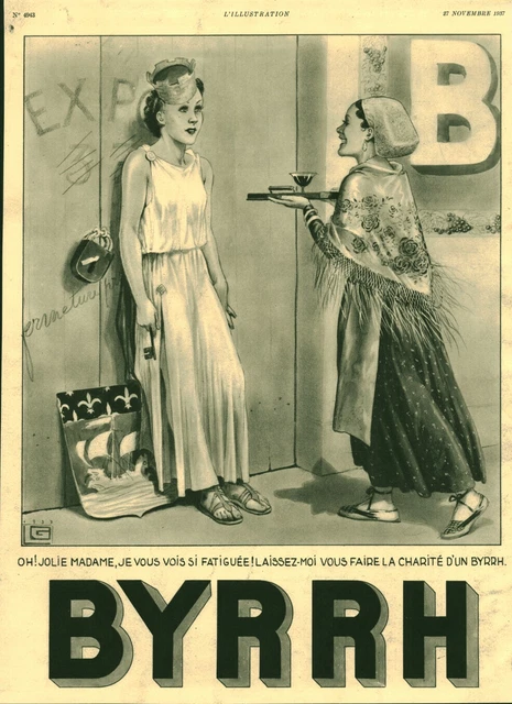 PUBLICITÉ PRESSE ANCIENNE Alcool Byrrh 1931 Guinguette Plage Enfant EUR