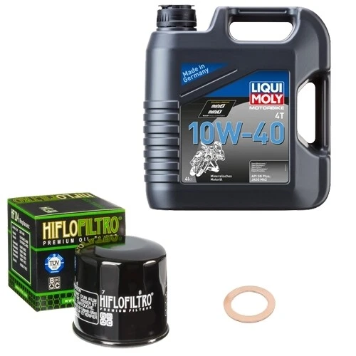 Motul 10W-40 Öl + Mahle Ölfilter Für Kawasaki ZX9R Ninja 94-01 ZX900B ZX900C ZX900E - Ölwechselset Inkl. Motoröl, Filter, Dichtring