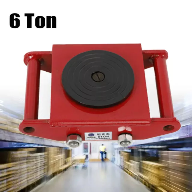 360° 6 Ton Machinery Mover Industrial Dolly Skate Steel Wheel Heavy Duty Red USA