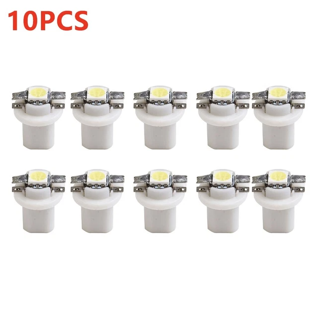 10Pcs T5 B8.5D 5050 SMD White Car LED Dashboard Dash-Lamp Instrument Light Bulbs
