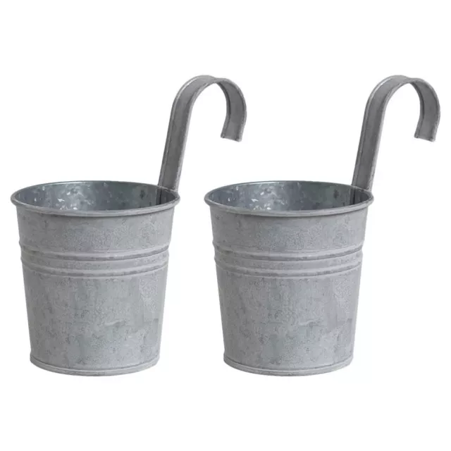 2 Pcs Iron Old Tin Flower Bucket Vases Decorative Galvanized Metal