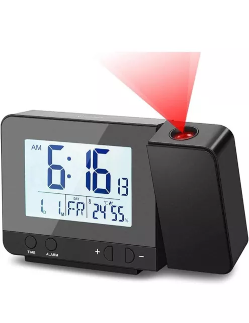 Sveglia Digitale con Ampio Display LCD, Caricabatterie, Doppio Allarme, Fu