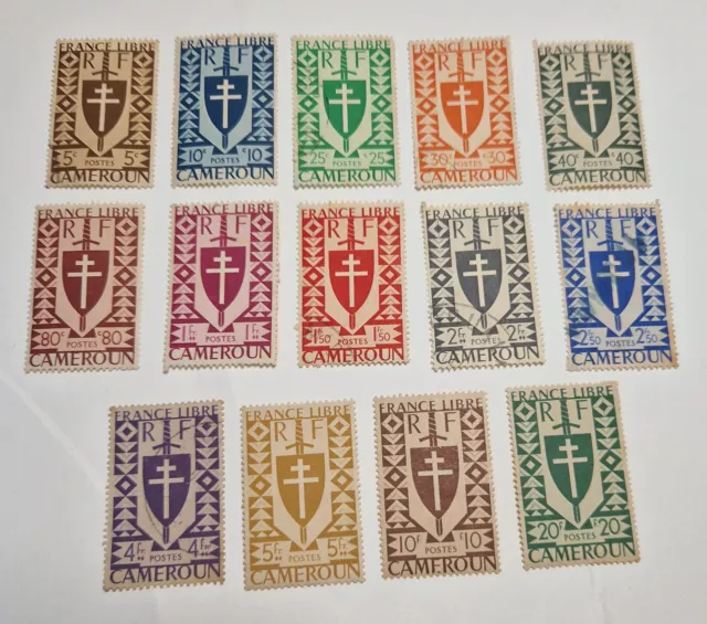14 timbres du Cameroun RF,  FRANCE LIBRE, année 1941