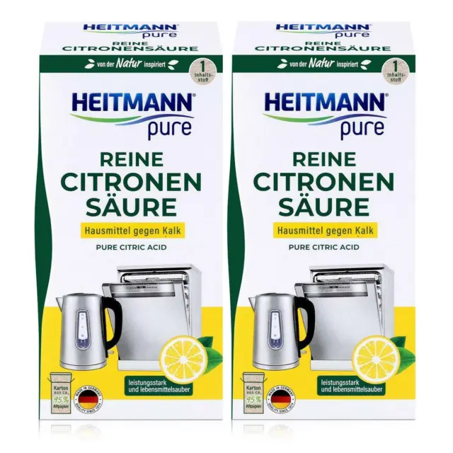 Heitmann pure Reine Citronen Säure 350g - Universell gegen Kalk (2er Pack)