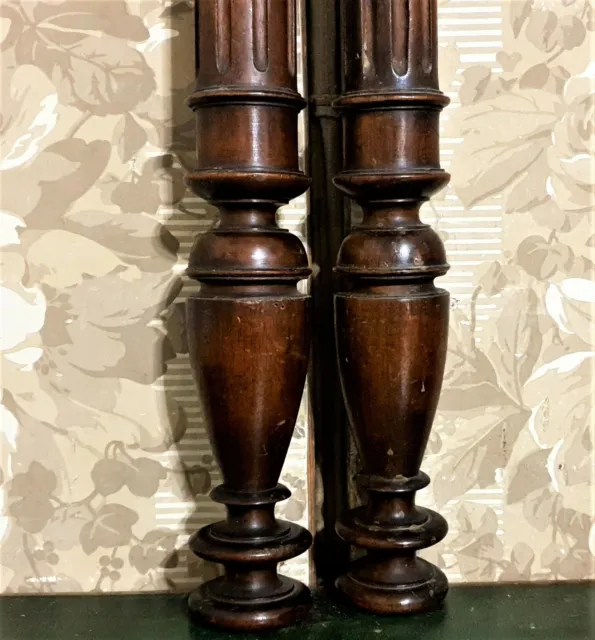 Pair victorian column baluster wood carving Antique french architectural salvage 3
